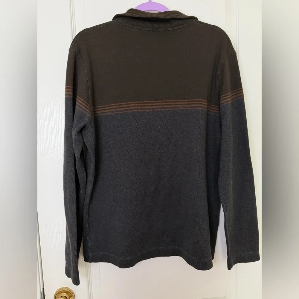 Banana Republic Men’s Size M Dark Gray & Brown Quarter-Zip Sweater Classic polo